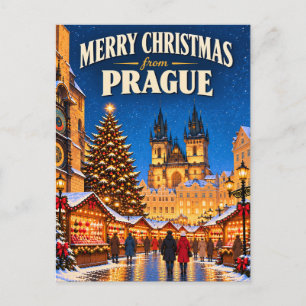Cartão Postal De Festividades Feliz Natal de Praga Cartão de Natal Antigo
