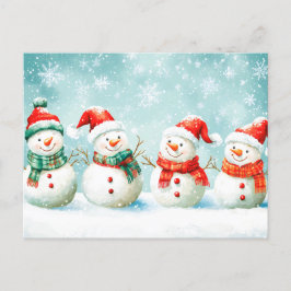 Cartão Postal De Festividades Feliz Natal de Snowman