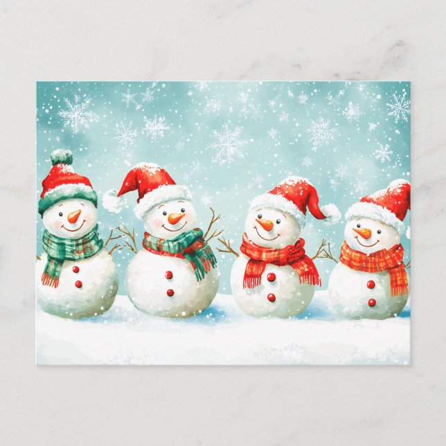 Cartão Postal De Festividades Feliz Natal de Snowman (Frente)