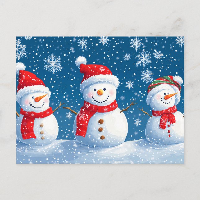 Cartão Postal De Festividades Feliz Natal de Snowman (Frente)