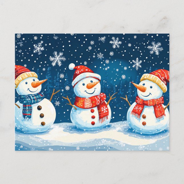 Cartão Postal De Festividades Feliz Natal de Snowman (Frente)