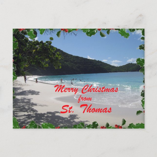 Cartão Postal De Festividades Feliz Natal de St Thomas (Frente)