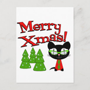 Cartão Postal De Festividades Feliz Natal de um Gatinho Legal