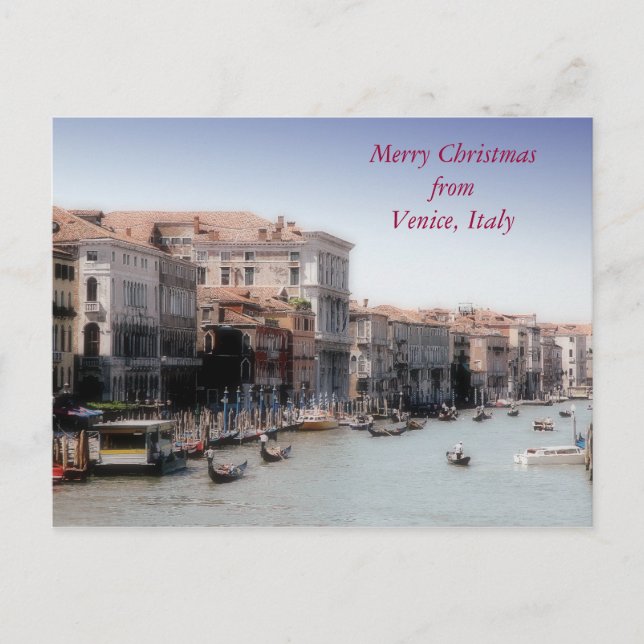 Cartão Postal De Festividades Feliz Natal de Veneza, Itália (Frente)