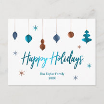 Feliz Natal Decoração Azul Turquesa Cobre Marinho 