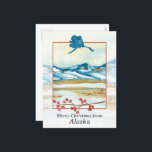 Cartão Postal De Festividades Feliz Natal do Alaska Tundra Winter Mountain<br><div class="desc">Feliz Natal do Alasca com uma ilustração aquática de uma tundra vista com montanhas de índio nevado à distância acentuada com um galho de bagas de inverno e a forma estadual pintada com aquarela. Excelente modo de enviar desejos de feriado para amigos,  familiares,  amigos canetas,  clientes ou clientes.</div>