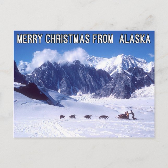 Cartão Postal De Festividades Feliz Natal do cartão de Alaska (Frente)