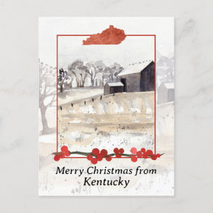 Cartão Postal De Festividades Feliz Natal do Inverno da Fazenda de Kentucky na N