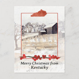Cartão Postal De Festividades Feliz Natal do Inverno da Fazenda em Kentucky com