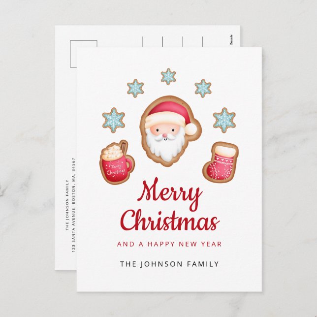 Cartão Postal De Festividades Feliz Natal do Papai Noel (Frente/Verso)