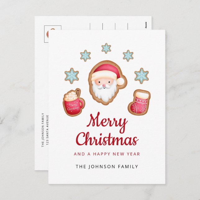 Cartão Postal De Festividades Feliz Natal do Papai Noel (Frente/Verso)