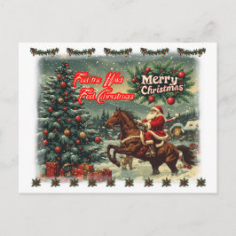 Cartão Postal De Festividades Feliz Natal do Papai Noel em um Colorido