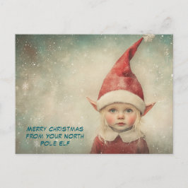 Cartão Postal De Festividades Feliz Natal do Seu Elfo do Polo Norte | Fofo
