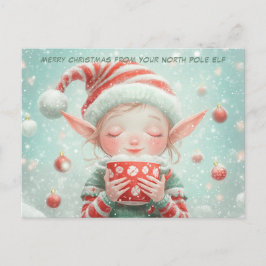 Cartão Postal De Festividades Feliz Natal do Seu Elfo do Polo Norte | Fofo