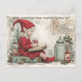 Cartão Postal De Festividades Feliz Natal do Seu Elfo do Polo Norte | Fofo