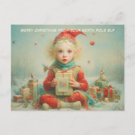 Cartão Postal De Festividades Feliz Natal do Seu Elfo do Polo Norte | Fofo
