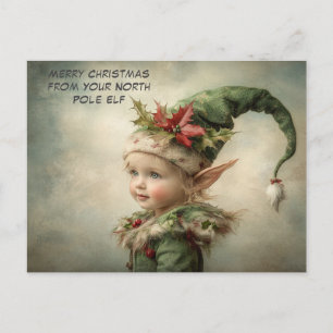 Cartão Postal De Festividades Feliz Natal do Seu Elfo do Polo Norte   Fofo