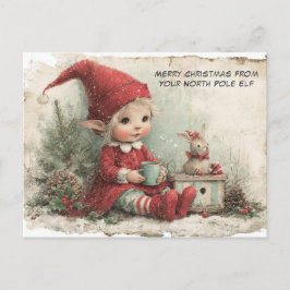 Cartão Postal De Festividades Feliz Natal do Seu Elfo do Polo Norte | Fofo