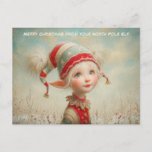 Cartão Postal De Festividades Feliz Natal do Seu Elfo do Polo Norte   Fofo