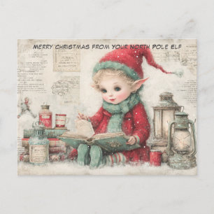 Cartão Postal De Festividades Feliz Natal do Seu Elfo do Polo Norte   Fofo