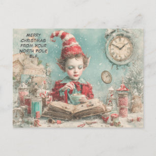 Cartão Postal De Festividades Feliz Natal do Seu Elfo do Polo Norte   Fofo