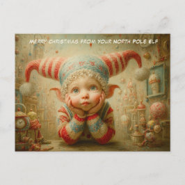 Cartão Postal De Festividades Feliz Natal do Seu Elfo do Polo Norte | Fofo