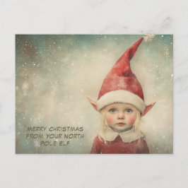 Cartão Postal De Festividades Feliz Natal do Seu Elfo do Polo Norte | Fofo