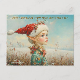 Cartão Postal De Festividades Feliz Natal do Seu Elfo do Polo Norte | Fofo