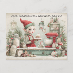 Cartão Postal De Festividades Feliz Natal do Seu Elfo do Polo Norte Fofo