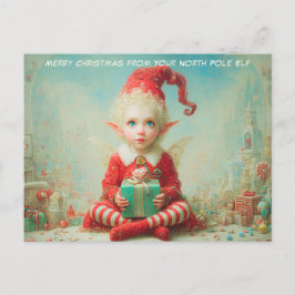 Cartão Postal De Festividades Feliz Natal do Seu Elfo do Polo Norte | Fofo