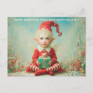 Cartão Postal De Festividades Feliz Natal do Seu Elfo do Polo Norte Fofo