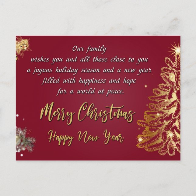 Cartão Postal De Festividades Feliz Natal e Feliz ano novo (Frente)