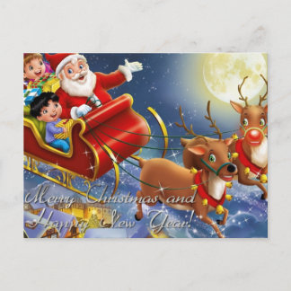 Cartão Postal De Festividades feliz natal e feliz ano novo