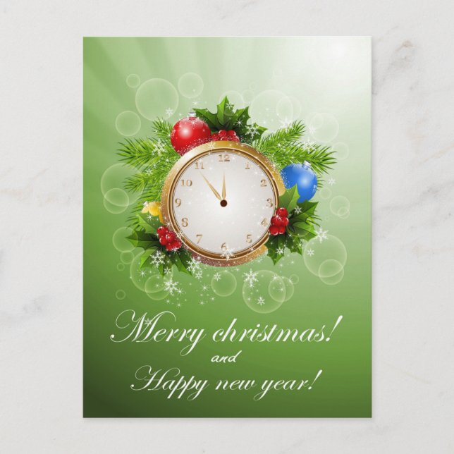 Cartão Postal De Festividades Feliz Natal e Feliz ano novo (Frente)