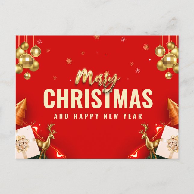 Cartão Postal De Festividades Feliz Natal e Feliz ano novo (Frente)