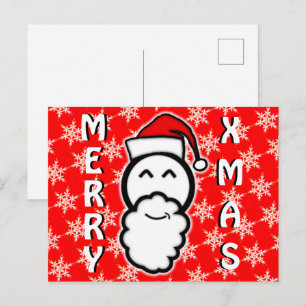 Cartão Postal De Festividades Feliz Natal e Papai Noel sorridente