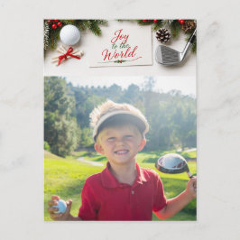 Cartão Postal De Festividades Feliz Natal em Família de Golfe Foto de Férias