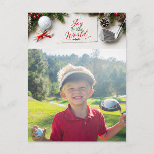 Cartão Postal De Festividades Feliz Natal em Família de Golfe Foto de Férias