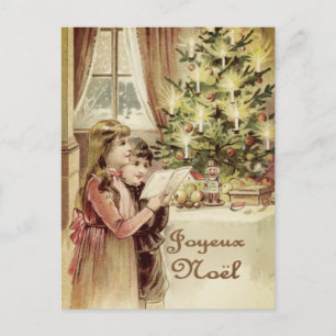 Cartão Postal De Festividades Feliz Natal em francês