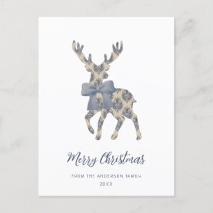 Cartão Postal De Festividades Feliz Natal em Toile Azul 