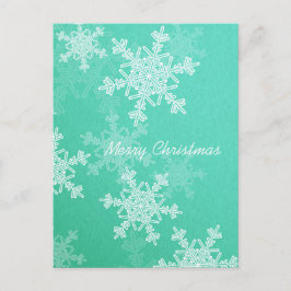 Cartão Postal De Festividades Feliz Natal Emerald White Snowflake Minimalista