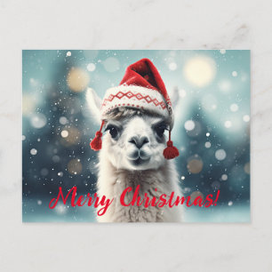 Cartão Postal De Festividades Feliz Natal Engraçado, Cute Lllama Alpaca Santa Ha