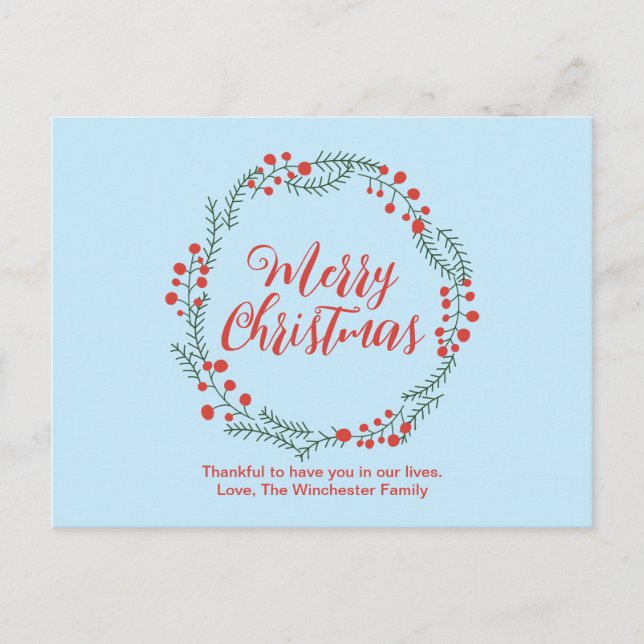 Cartão Postal De Festividades Feliz Natal - Escuridão vermelha pálida azul-roxa  (Frente)