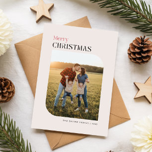 Cartão Postal De Festividades Feliz Natal Família Arco Foto Saudação de Férias