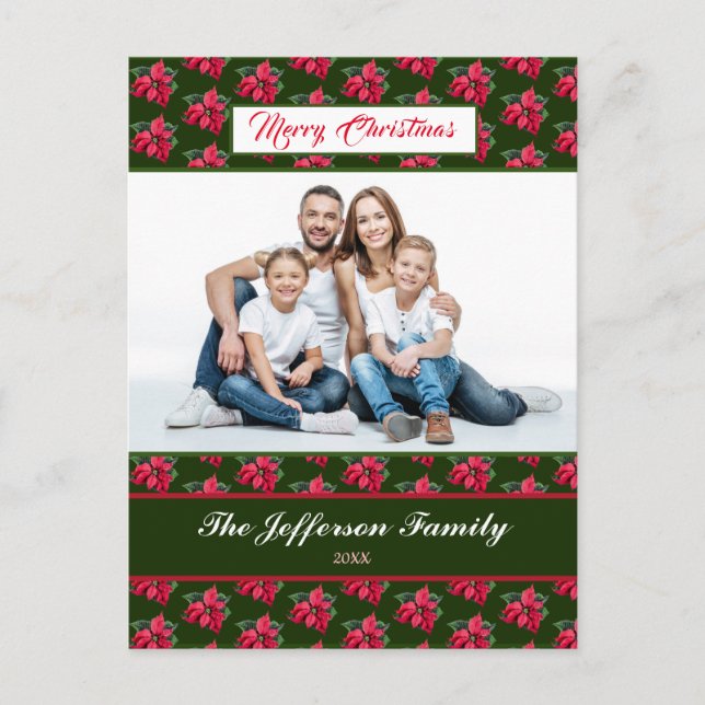 Cartão Postal De Festividades Feliz Natal Família de Fotos Personalizar (Frente)