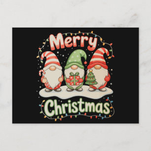 Cartão Postal De Festividades Feliz Natal Família Gnomo Luzes De Natal Férias
