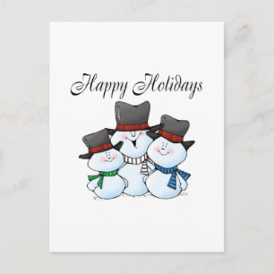 Cartão Postal De Festividades Feliz Natal Família Snowman