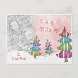 Cartão Postal De Festividades Feliz Natal Familiar Árvores Whimsical