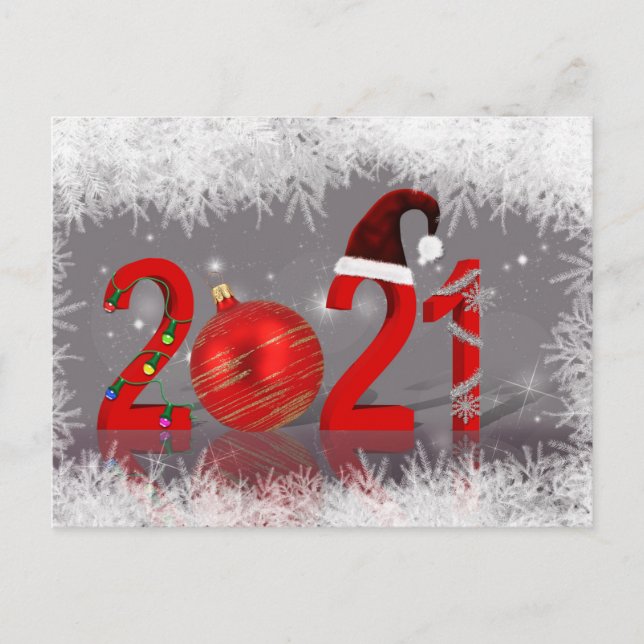 Cartão Postal De Festividades Feliz Natal Feliz Ano Novo 2021 (Frente)