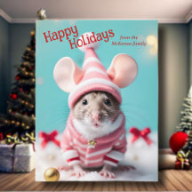 Feliz Natal Feriado Família de Ratos Cute